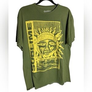 Sublime T shirt Puffy print Sun Olive Green size Large